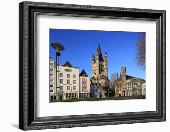 Fischmarkt Square with Church of Gross St. Martin, Cologne, North Rhine-Westphalia, Germany, Europe-Hans-Peter Merten-Framed Photographic Print