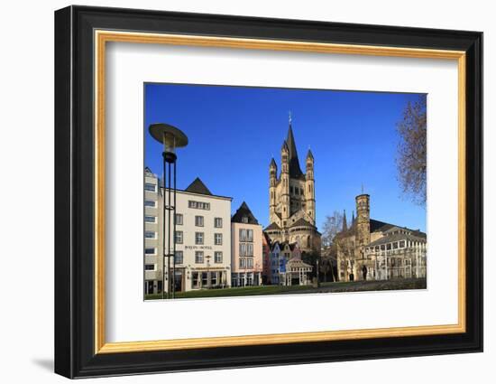 Fischmarkt Square with Church of Gross St. Martin, Cologne, North Rhine-Westphalia, Germany, Europe-Hans-Peter Merten-Framed Photographic Print