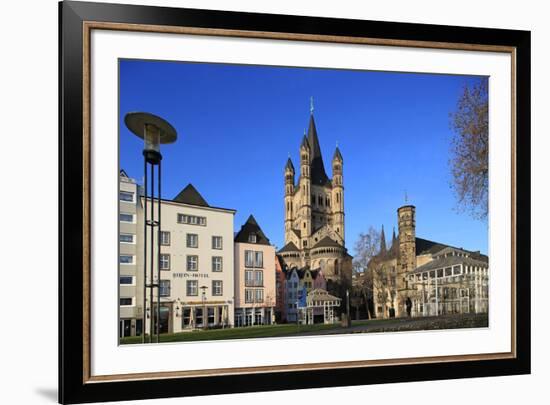 Fischmarkt Square with Church of Gross St. Martin, Cologne, North Rhine-Westphalia, Germany, Europe-Hans-Peter Merten-Framed Photographic Print