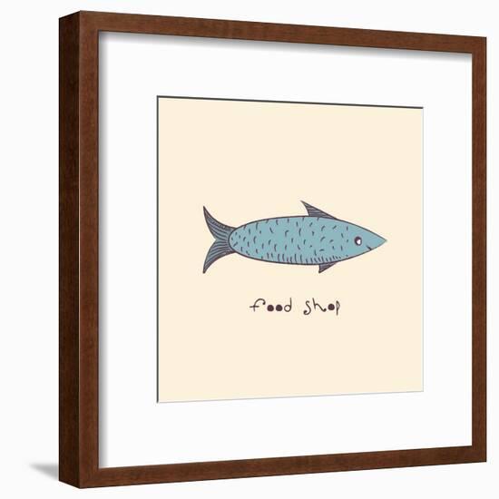 Fish a Freehand Drawing Logo Store Food-Natali Li-Framed Art Print
