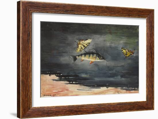 Fish and Butterflies, 1900 (W/C over Graphite on Cream Wove Paper)-Winslow Homer-Framed Giclee Print