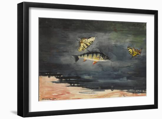Fish and Butterflies, 1900 (W/C over Graphite on Cream Wove Paper)-Winslow Homer-Framed Giclee Print
