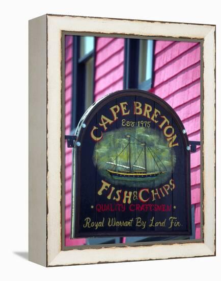 Fish and Chips Sign, Cape Breton, Sydney, Nova Scotia, Canada-Greg Johnston-Framed Premier Image Canvas