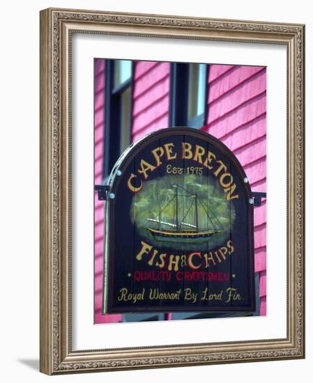 Fish and Chips Sign, Cape Breton, Sydney, Nova Scotia, Canada-Greg Johnston-Framed Photographic Print