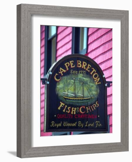 Fish and Chips Sign, Cape Breton, Sydney, Nova Scotia, Canada-Greg Johnston-Framed Photographic Print