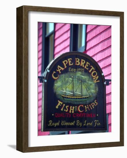 Fish and Chips Sign, Cape Breton, Sydney, Nova Scotia, Canada-Greg Johnston-Framed Photographic Print