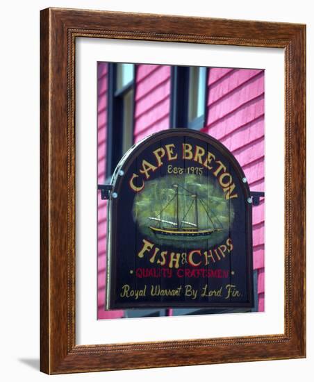 Fish and Chips Sign, Cape Breton, Sydney, Nova Scotia, Canada-Greg Johnston-Framed Photographic Print