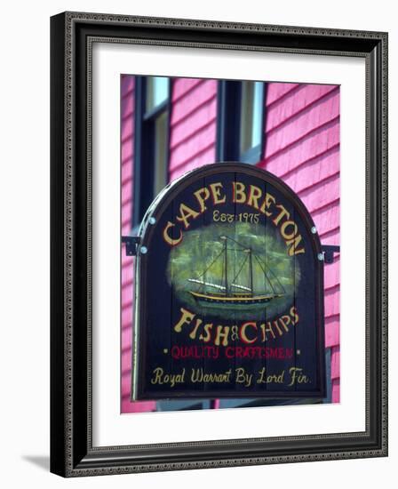 Fish and Chips Sign, Cape Breton, Sydney, Nova Scotia, Canada-Greg Johnston-Framed Photographic Print