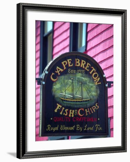 Fish and Chips Sign, Cape Breton, Sydney, Nova Scotia, Canada-Greg Johnston-Framed Photographic Print