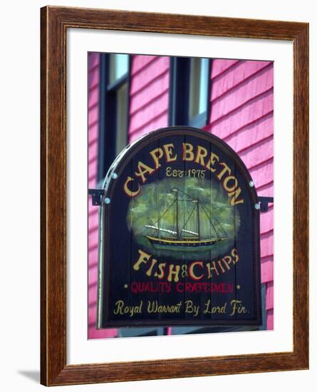 Fish and Chips Sign, Cape Breton, Sydney, Nova Scotia, Canada-Greg Johnston-Framed Photographic Print