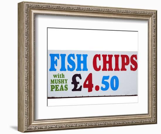 Fish and Chips with Mushy Peas Sign, England, United Kingdom-David Wall-Framed Photographic Print