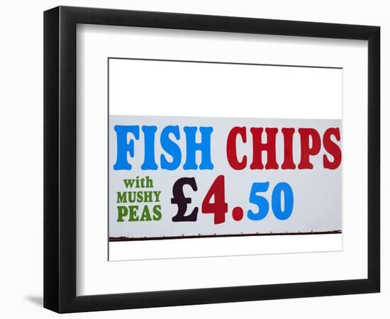 Fish and Chips with Mushy Peas Sign, England, United Kingdom-David Wall-Framed Photographic Print