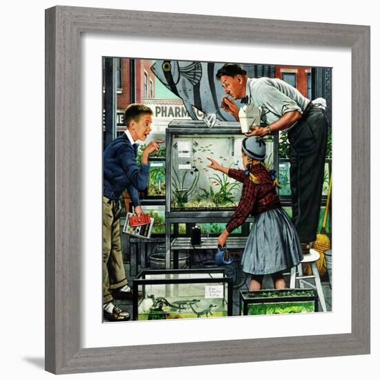 "Fish Aquarium", October 30, 1954-Stevan Dohanos-Framed Giclee Print