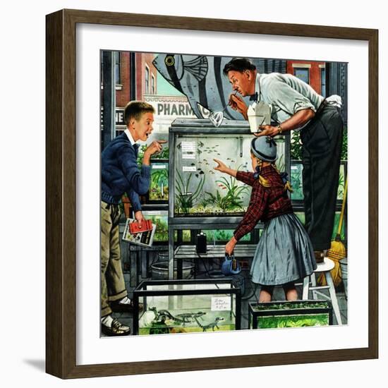 "Fish Aquarium", October 30, 1954-Stevan Dohanos-Framed Premium Giclee Print