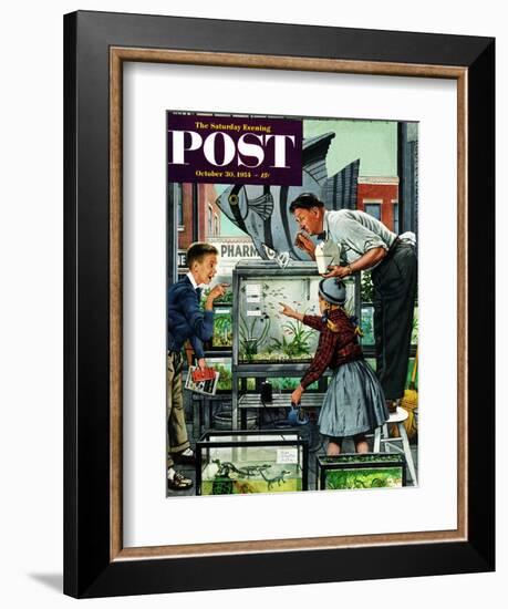 "Fish Aquarium" Saturday Evening Post Cover, October 30, 1954-Stevan Dohanos-Framed Giclee Print