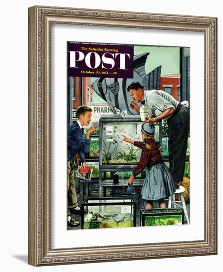 "Fish Aquarium" Saturday Evening Post Cover, October 30, 1954-Stevan Dohanos-Framed Giclee Print