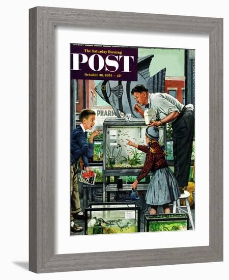 "Fish Aquarium" Saturday Evening Post Cover, October 30, 1954-Stevan Dohanos-Framed Giclee Print