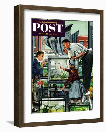 "Fish Aquarium" Saturday Evening Post Cover, October 30, 1954-Stevan Dohanos-Framed Giclee Print