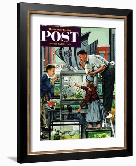 "Fish Aquarium" Saturday Evening Post Cover, October 30, 1954-Stevan Dohanos-Framed Giclee Print