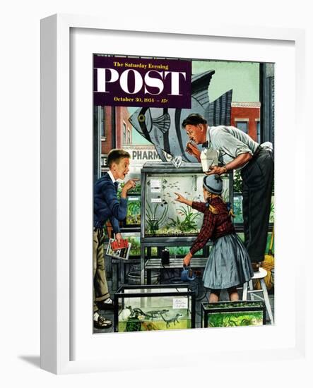 "Fish Aquarium" Saturday Evening Post Cover, October 30, 1954-Stevan Dohanos-Framed Giclee Print