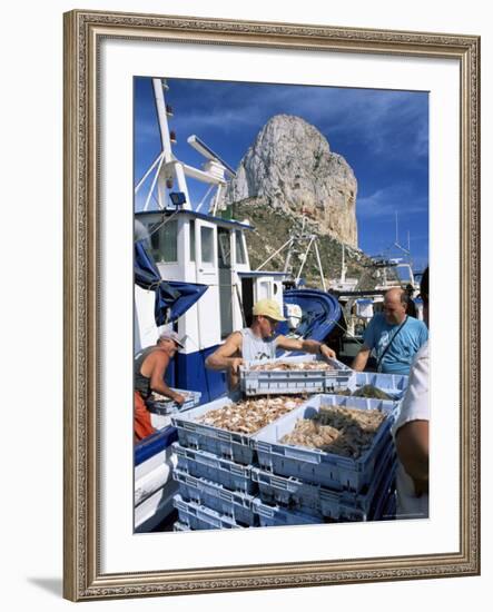 Fish Being Landed, Calpe, the Penyal d'Ifach Towering Above the Harbour, Alicante, Valencia, Spain-Ruth Tomlinson-Framed Photographic Print