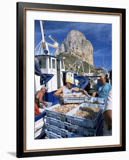 Fish Being Landed, Calpe, the Penyal d'Ifach Towering Above the Harbour, Alicante, Valencia, Spain-Ruth Tomlinson-Framed Photographic Print