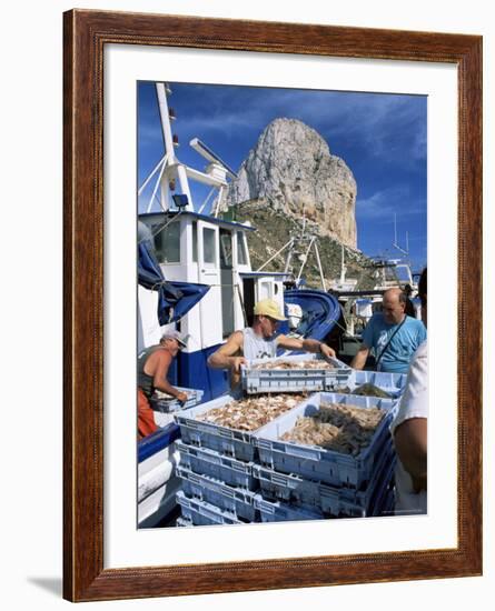 Fish Being Landed, Calpe, the Penyal d'Ifach Towering Above the Harbour, Alicante, Valencia, Spain-Ruth Tomlinson-Framed Photographic Print