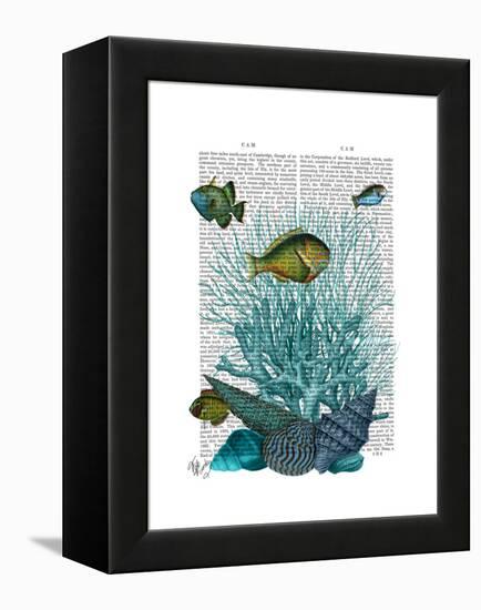 Fish Blue Shells and Corals-Fab Funky-Framed Stretched Canvas