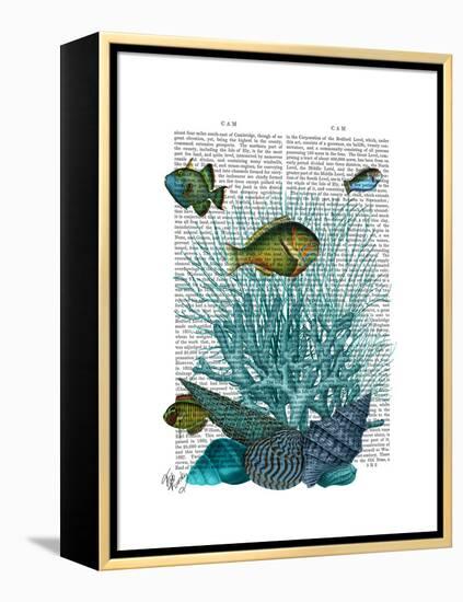 Fish Blue Shells and Corals-Fab Funky-Framed Stretched Canvas