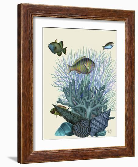 Fish Blue Shells and Corals-Fab Funky-Framed Art Print