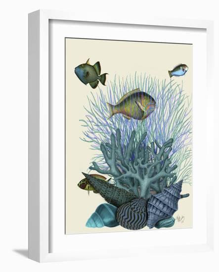 Fish Blue Shells and Corals-Fab Funky-Framed Art Print