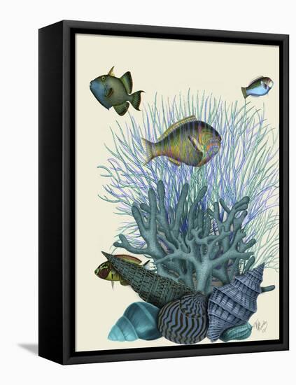 Fish Blue Shells and Corals-Fab Funky-Framed Stretched Canvas