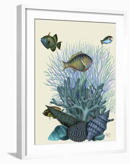 Fish Blue Shells and Corals-Fab Funky-Framed Art Print