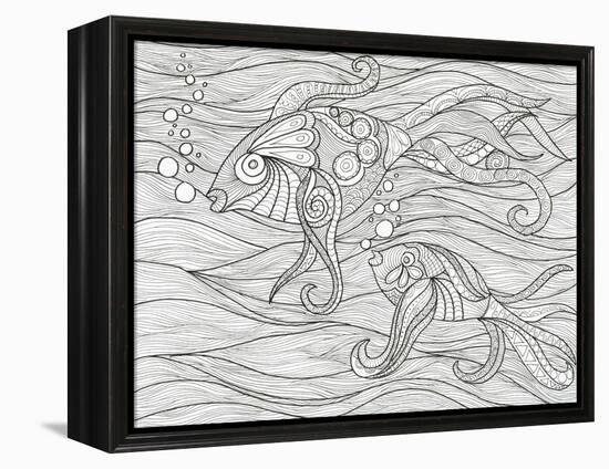 Fish Conversation-Pam Varacek-Framed Stretched Canvas