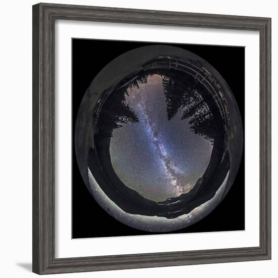 Fish-Eye Lens Panorama of Milky Way at Cameron Lake, Alberta, Canada-Stocktrek Images-Framed Photographic Print