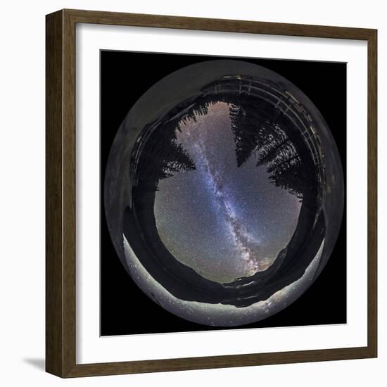 Fish-Eye Lens Panorama of Milky Way at Cameron Lake, Alberta, Canada-Stocktrek Images-Framed Photographic Print