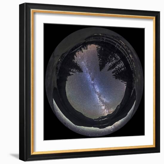 Fish-Eye Lens Panorama of Milky Way at Cameron Lake, Alberta, Canada-Stocktrek Images-Framed Photographic Print