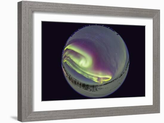 Fish-Eye Lens View of the Northern Lights in Churchill, Manitoba, Canada-Stocktrek Images-Framed Photographic Print