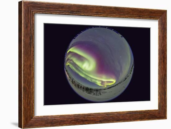 Fish-Eye Lens View of the Northern Lights in Churchill, Manitoba, Canada-Stocktrek Images-Framed Photographic Print