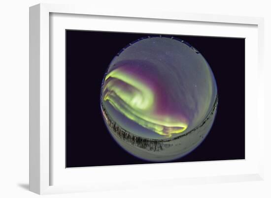 Fish-Eye Lens View of the Northern Lights in Churchill, Manitoba, Canada-Stocktrek Images-Framed Photographic Print