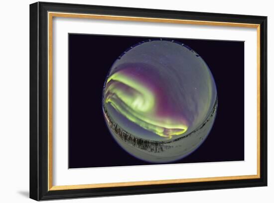 Fish-Eye Lens View of the Northern Lights in Churchill, Manitoba, Canada-Stocktrek Images-Framed Photographic Print