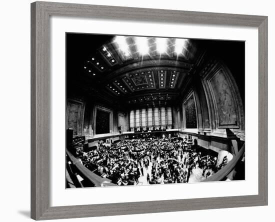 Fish-Eye View of Trading Floor of New York Stock Exchange on its 175th Anniversary, May 17, 1967-null-Framed Photo