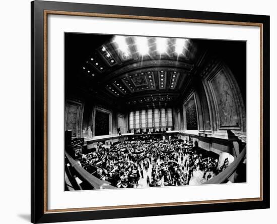 Fish-Eye View of Trading Floor of New York Stock Exchange on its 175th Anniversary, May 17, 1967-null-Framed Photo