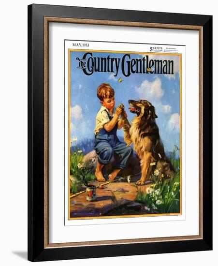 "Fish Hook in Dog's Paw," Country Gentleman Cover, May 1, 1933-Henry Hintermeister-Framed Giclee Print