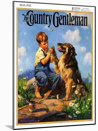 "Fish Hook in Dog's Paw," Country Gentleman Cover, May 1, 1933-Henry Hintermeister-Mounted Giclee Print