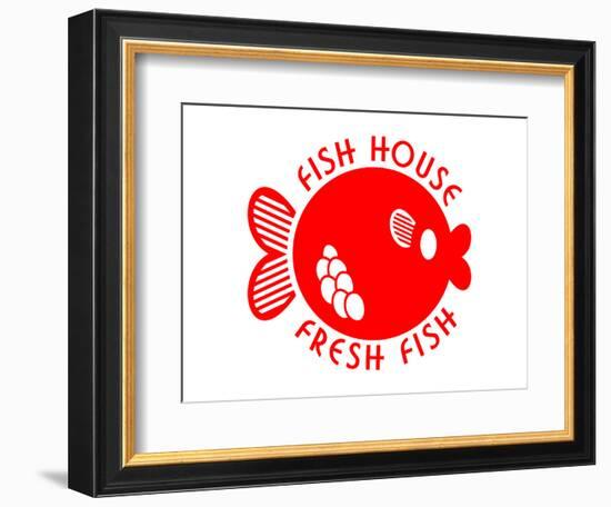 Fish House Fresh Fish Emblem-null-Framed Premium Giclee Print