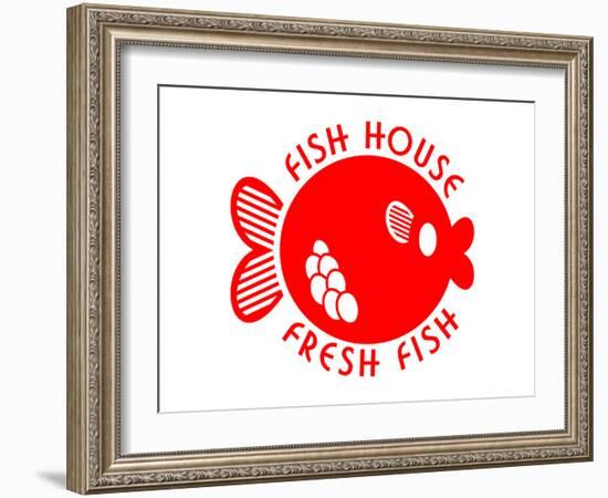 Fish House Fresh Fish Emblem-null-Framed Art Print