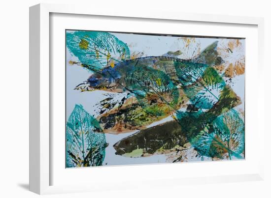 Fish in Waterweed, 2020 Oil on Card-jocasta shakespeare-Framed Giclee Print