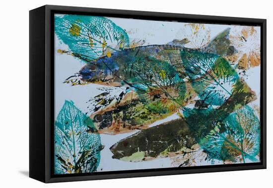 Fish in Waterweed, 2020 Oil on Card-jocasta shakespeare-Framed Premier Image Canvas