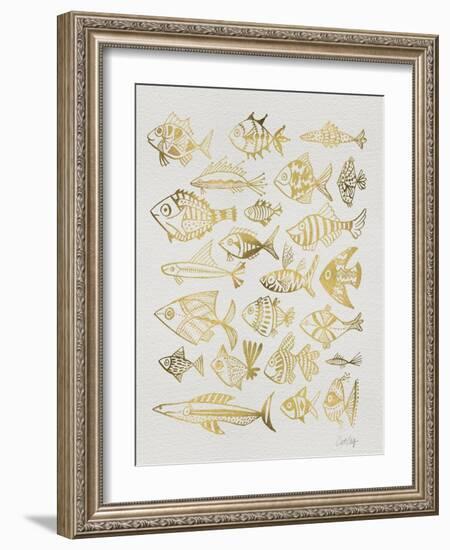 Fish Inklings in Gold Ink-Cat Coquillette-Framed Art Print